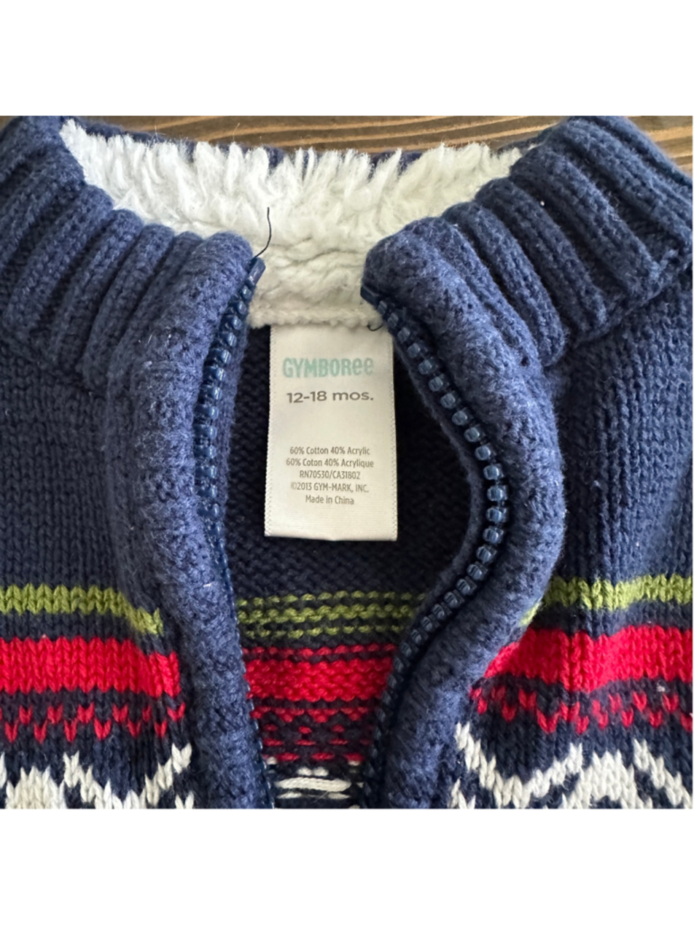 Gymboree Fair Isle Sweater Baby 12-18 Months Navy Full Zip Nordic Knit - Picture 2 of 6
